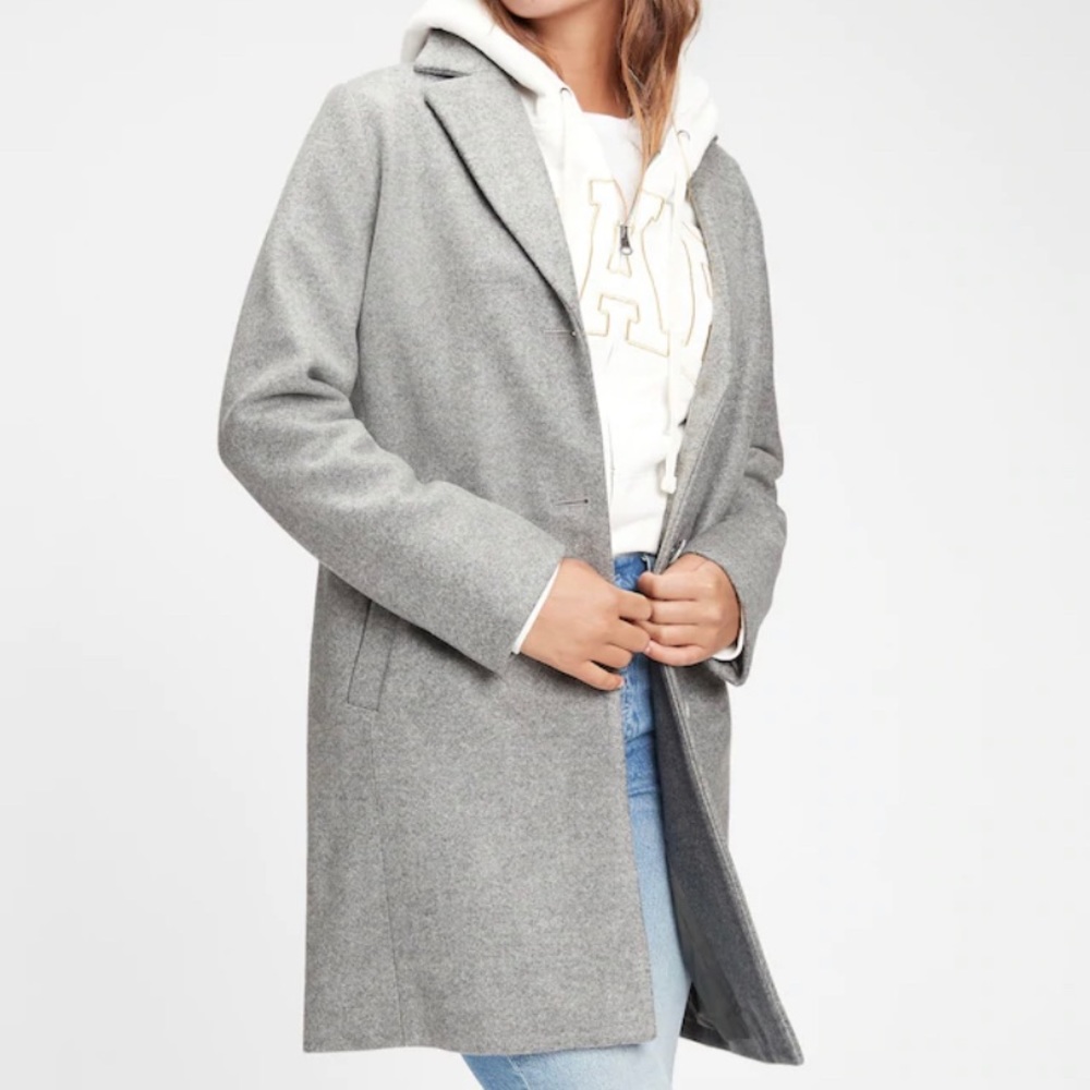 Light Heather Gray Gap Factory Long Top Coat
